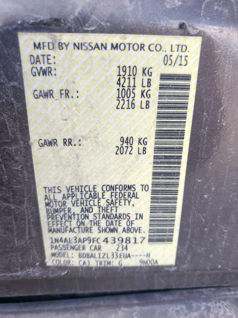 2015 NISSAN ALTIMA 2.5 1N4AL3AP9FC439817