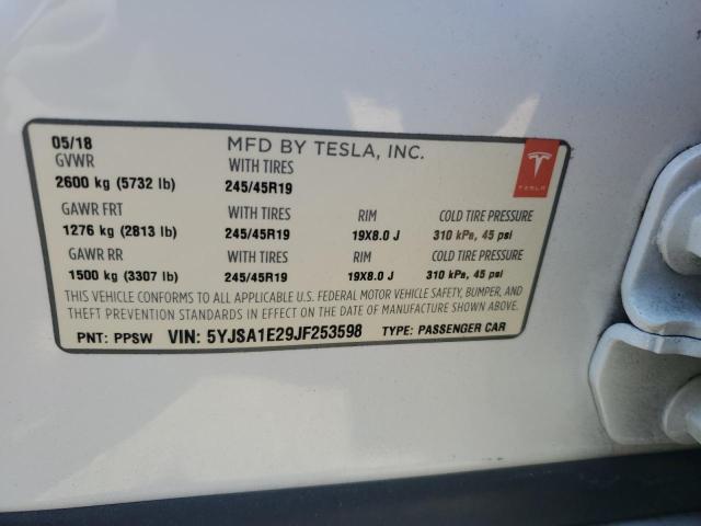 2018 TESLA MODEL S 5YJSA1E29JF253598