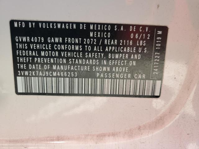 2012 VOLKSWAGEN JETTA BASE - 3VW2K7AJ9CM466253