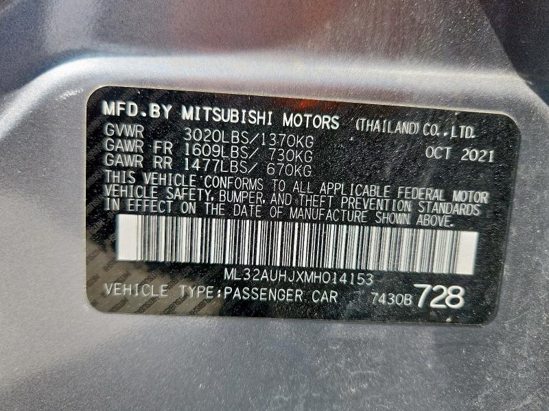 2021 MITSUBISHI MIRAGE ES ML32AUHJXMH014153