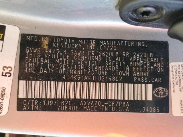 2020 TOYOTA CAMRY XSE 4T1K61AK3LU344802