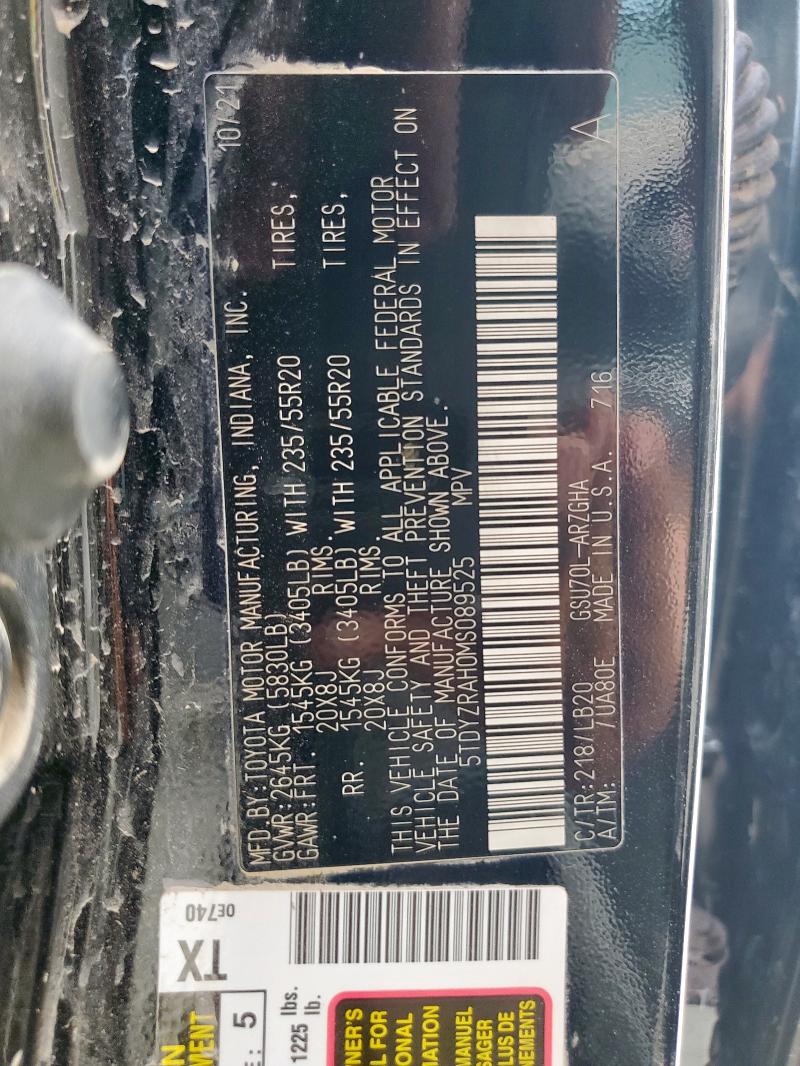 2021 TOYOTA HIGHLANDER 5TDYZRAH0MS089525
