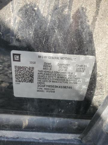 2019 CHEVROLET BOLT EV LT 1G1FY6S03K4108345