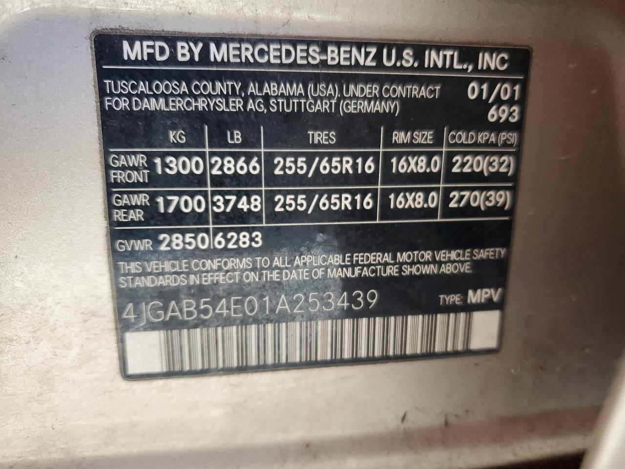 Lot #3280823378 2001 MERCEDES-BENZ M-CLASS