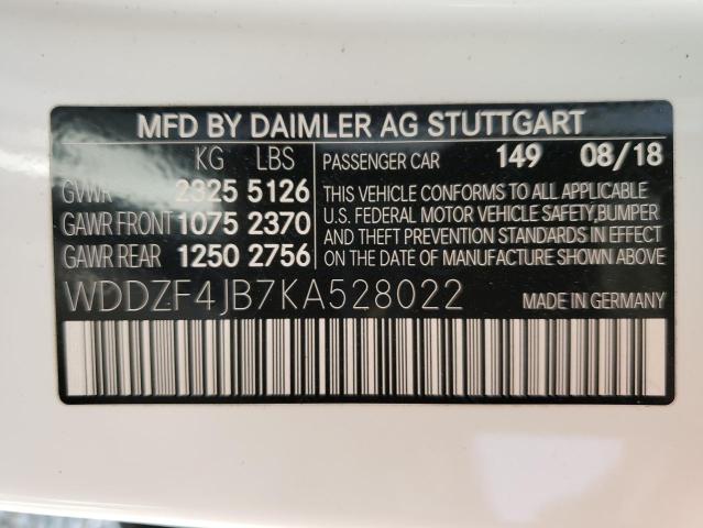 2019 MERCEDES-BENZ E 300 WDDZF4JB7KA528022