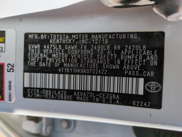2019 TOYOTA CAMRY L - 4T1B11HK6KU722422
