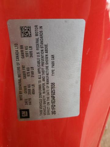2015 CHEVROLET CAMARO LT 2G1FD1E34F9257838