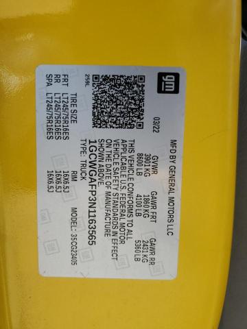 2022 CHEVROLET EXPRESS G2 1GCWGAFP3N1163565