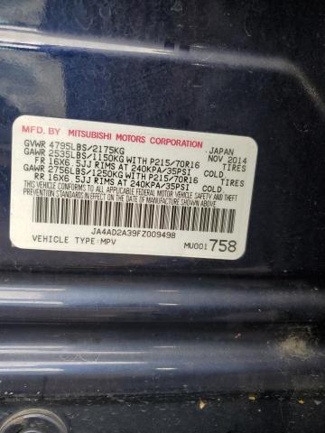 2015 MITSUBISHI OUTLANDER ES JA4AD2A39FZ009498