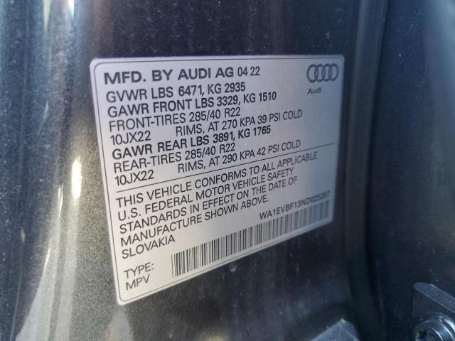 2022 AUDI Q8 PREMIUM WA1EVBF13ND025357