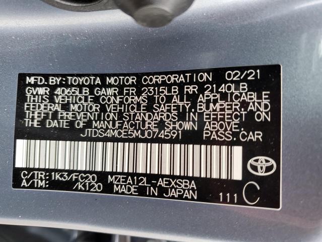 2021 TOYOTA COROLLA SE - JTDS4MCE5MJ074591