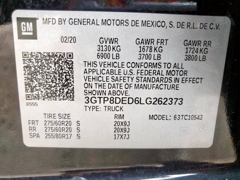 2020 GMC SIERRA C15 3GTP8DED6LG262373