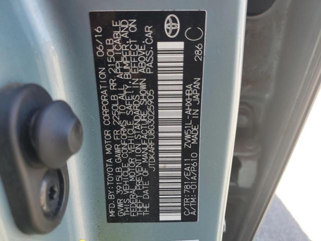 2016 TOYOTA PRIUS JTDKARFU8G3025905