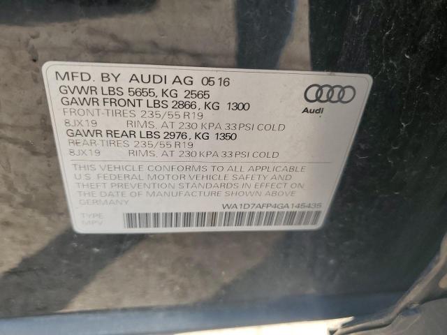 2016 AUDI Q5 PREMIUM WA1D7AFP4GA145435