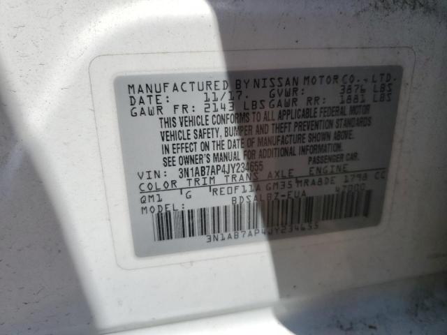 2018 NISSAN SENTRA S 3N1AB7AP4JY234655