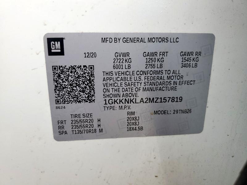 2021 GMC ACADIA SLE 1GKKNKLA2MZ157819