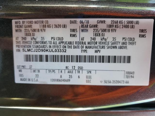 2019 LINCOLN MKC SELECT 5LMCJ2D90KUL03332