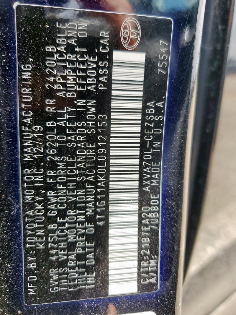 2020 TOYOTA CAMRY SE - 4T1G11AK0LU912153