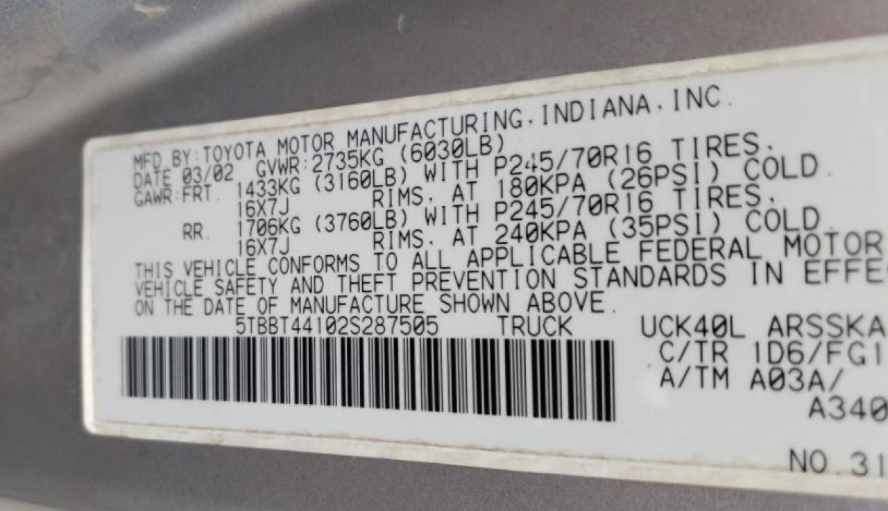 Lot #3284651362 2002 TOYOTA TUNDRA ACC