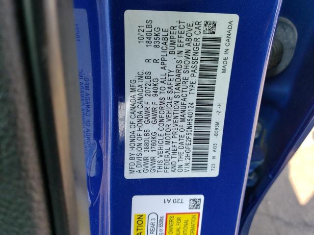 2022 HONDA CIVIC SPORT - 2HGFE2F50NH540124