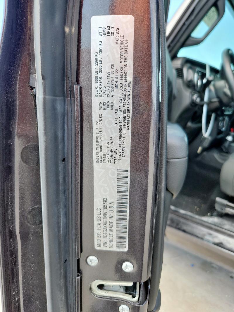 2022 JEEP WRANGLER S 1C4GJXAG1NW105893