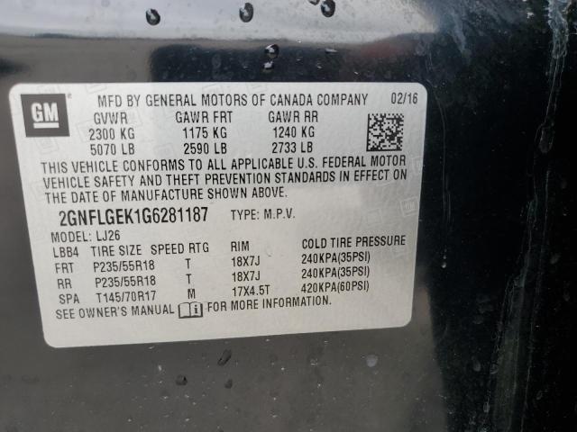 2016 CHEVROLET EQUINOX LT - 2GNFLGEK1G6281187