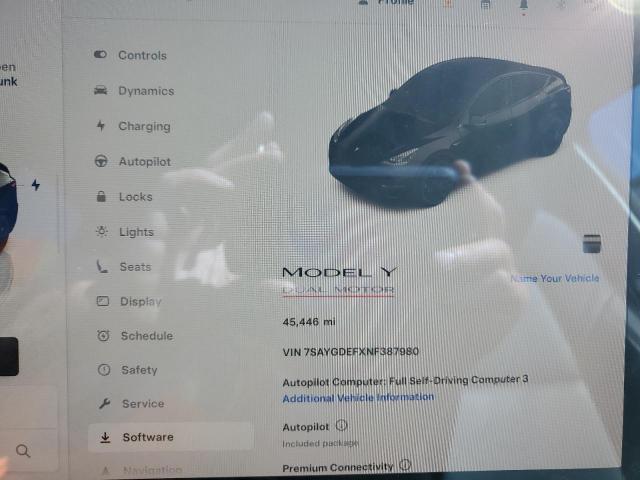2022 TESLA MODEL Y 7SAYGDEFXNF387980