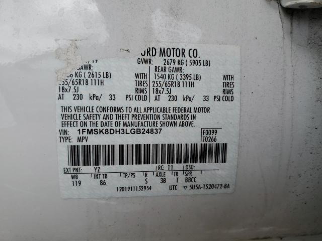 2020 FORD EXPLORER X 1FMSK8DH3LGB24837