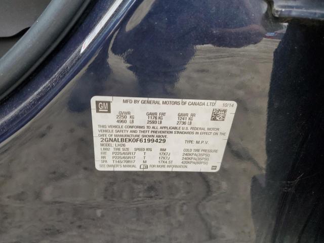 2015 CHEVROLET EQUINOX LT 2GNALBEK0F6199429