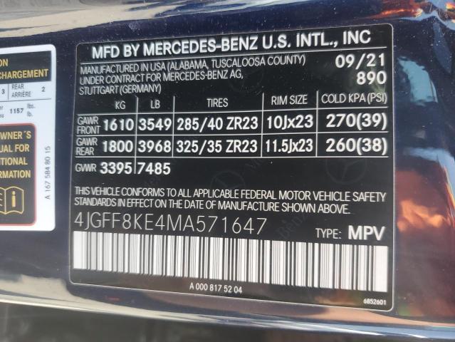 2021 MERCEDES-BENZ GLS 63 AMG 4JGFF8KE4MA571647