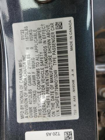 2022 HONDA CIVIC EX 2HGFE1F79NH313249