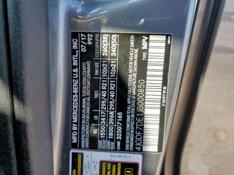 2018 MERCEDES-BENZ GLS 550 4MATIC 4JGDF7DE1JB000850