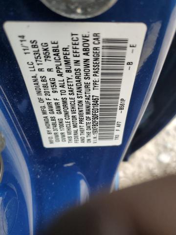 2015 HONDA CIVIC LX 19XFB2F50FE018467