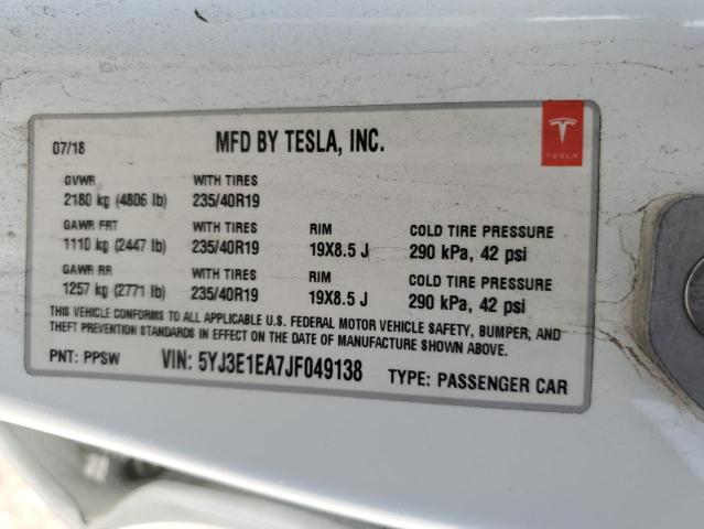 2018 TESLA MODEL 3 5YJ3E1EA7JF049138