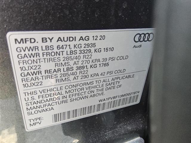 2021 AUDI Q8 PRESTIG WA1FVBF13MD021974