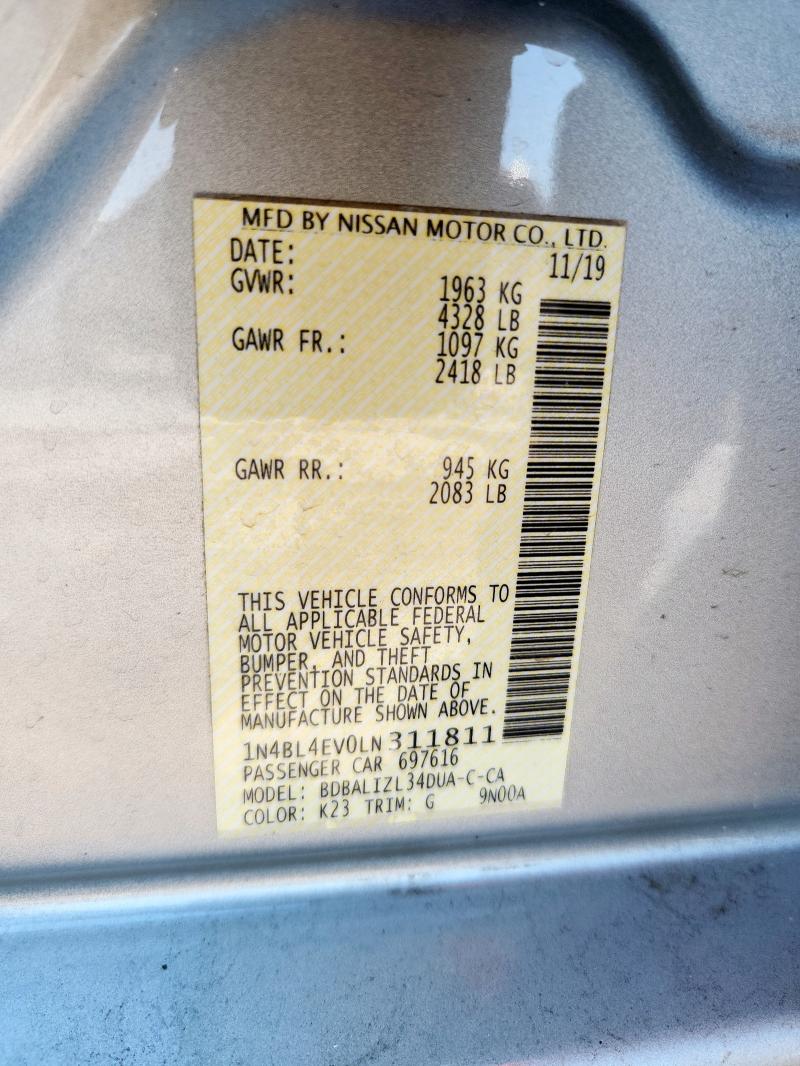 2020 NISSAN ALTIMA SL 1N4BL4EV0LN311811