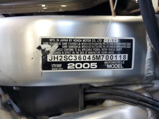 2005 HONDA VTR1000 F JH2SC36045M700118