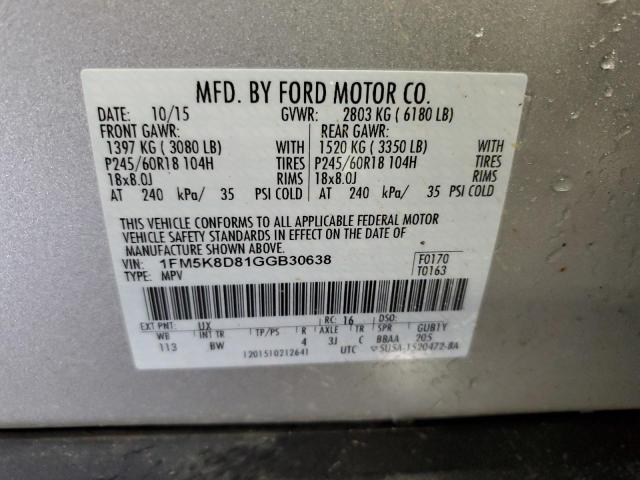 2016 FORD EXPLORER X 1FM5K8D81GGB30638