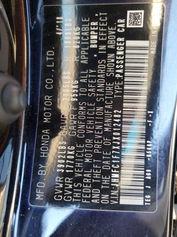 2018 HONDA CIVIC EXL JHMFC1F7XJX012482