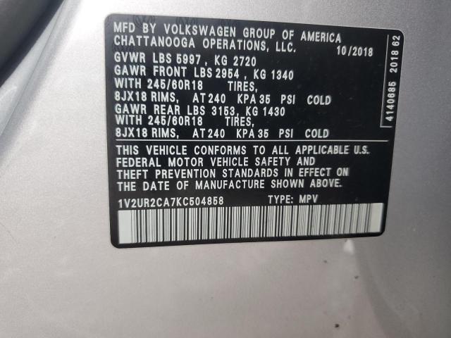 2019 VOLKSWAGEN ATLAS SE 1V2UR2CA7KC504858