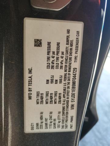 2021 TESLA MODEL 3 5YJ3E1EB9MF044729