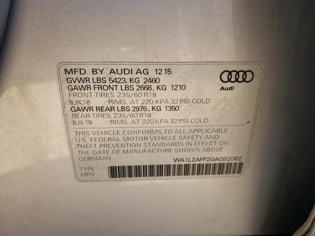 2016 AUDI Q5 PREMIUM WA1L2AFP2GA092082