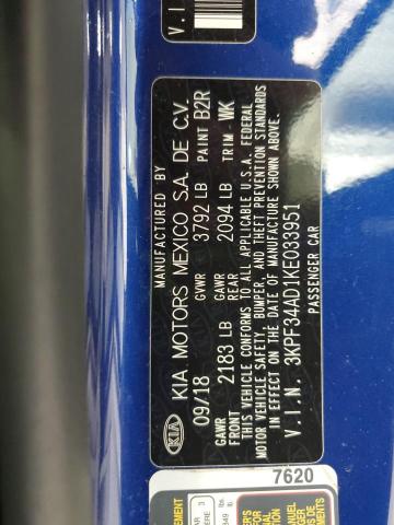 2019 KIA FORTE GT L 3KPF34AD1KE033951