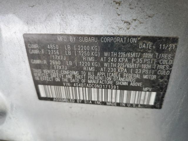 2022 SUBARU OUTBACK PREMIUM 4S4BTADC0N3171391