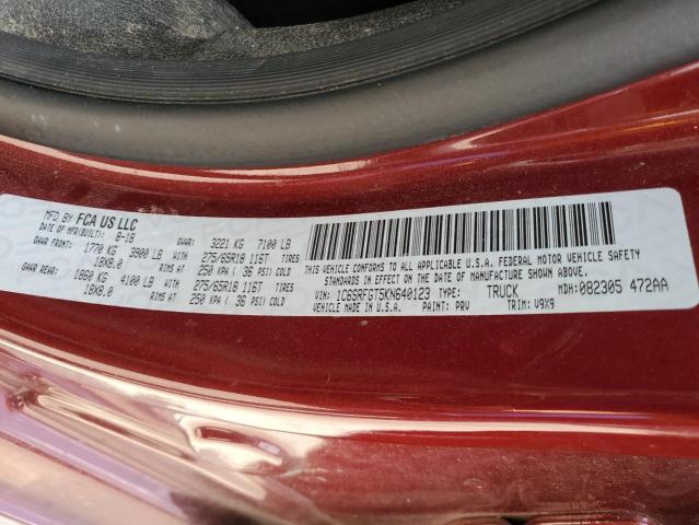 2019 RAM 1500 TRADE 1C6SRFGT5KN640123