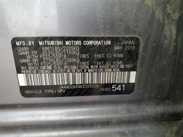 2019 MITSUBISHI OUTLANDER JA4AD2A34KZ055556