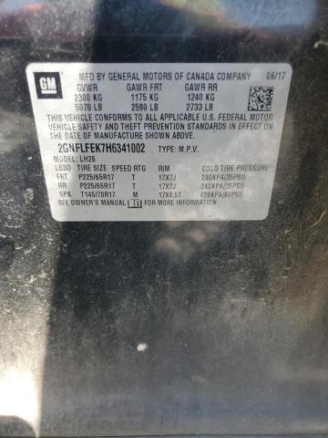 2017 CHEVROLET EQUINOX LT 2GNFLFEK7H6341002