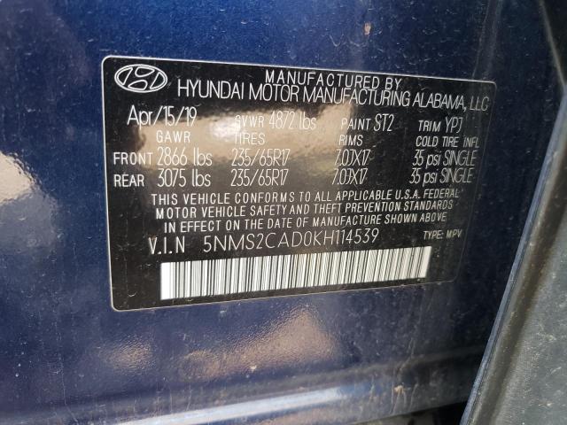 2019 HYUNDAI SANTA FE SE 5NMS2CAD0KH114539