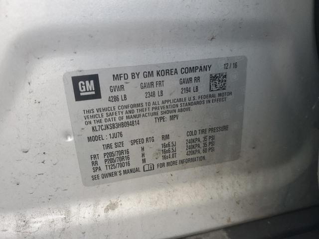 2017 CHEVROLET TRAX LS KL7CJKSB3HB094814