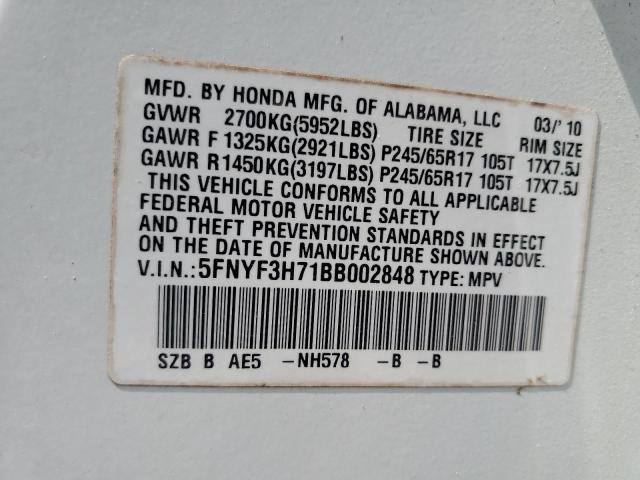 2011 HONDA PILOT EXLN - 5FNYF3H71BB002848